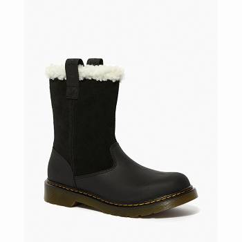 Dr Martens Juney Faux Fur Lined - Cierne Cizmy Detske, D428SK